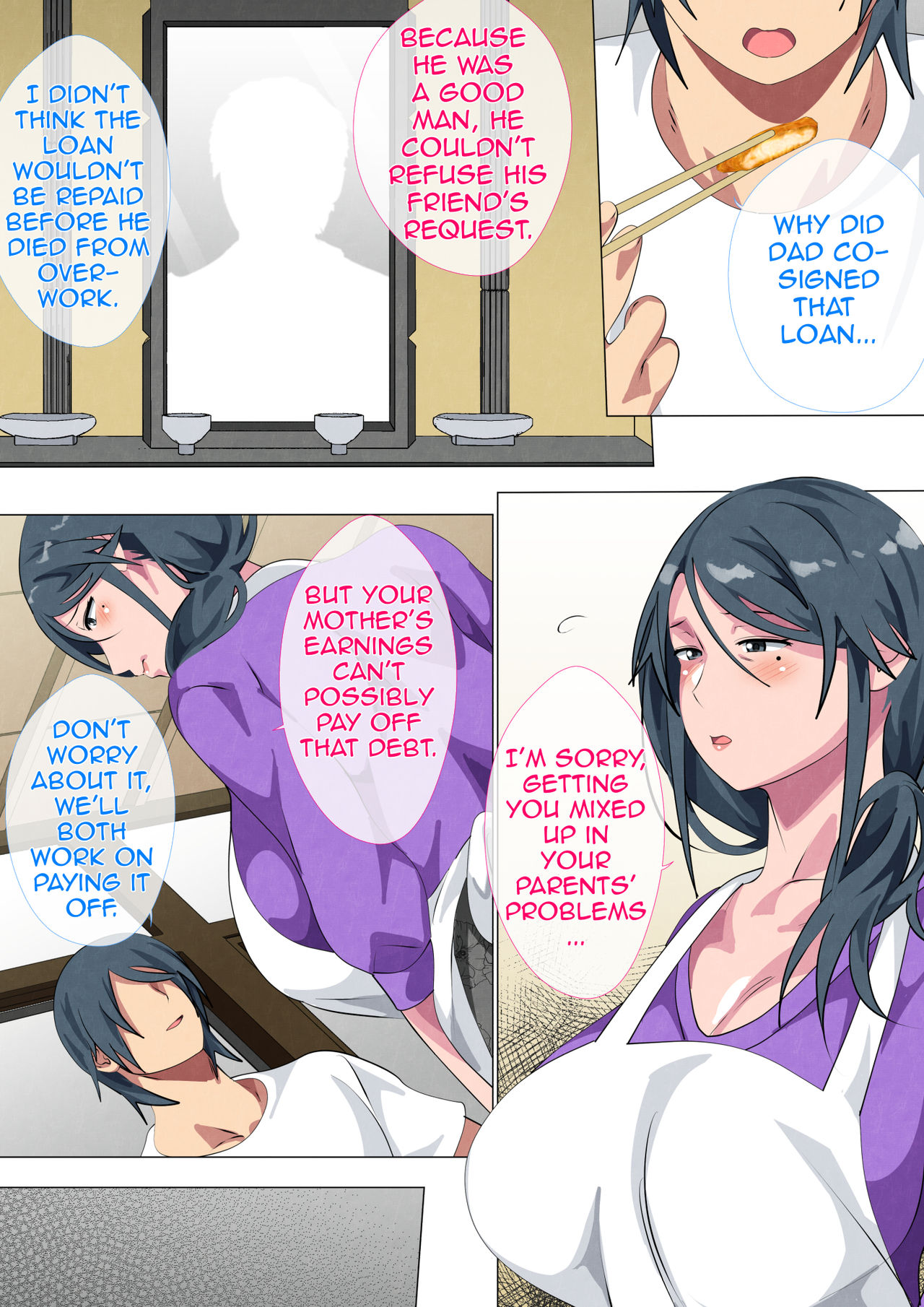 Widowed Mother Sayoko – Record of a Copulation of a Mother and Son Living in a Small Room Chapter 1 - Page 4